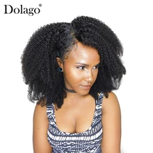 Афро кудрявый вьющиеся волосы 4X4 кружева закрытие часть с волосами младенца волосы бразильских человеческих волос Remy отбеленные Dolago