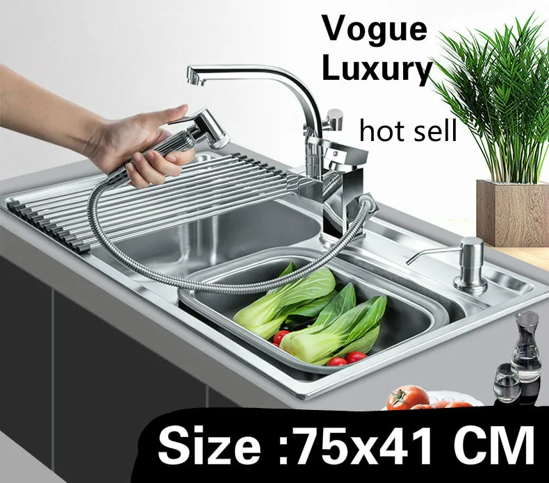 Free shipping High capacity wash vegetables vogue kitchen double groove