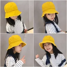 Harajuku/Японский Корейский стиль; однотонная детская джинсовая шляпа в рыбацком стиле; Панама для маленьких мальчиков и девочек; милые модные кепки; Панама