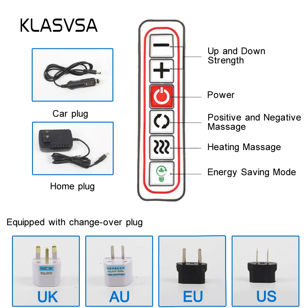 KLASVSA calefacción eléctrica masajeador de cuello cabo Shiatsu coche infrarrojos KneadingTherapy dolor de hombro, masajeador relajarse - 6