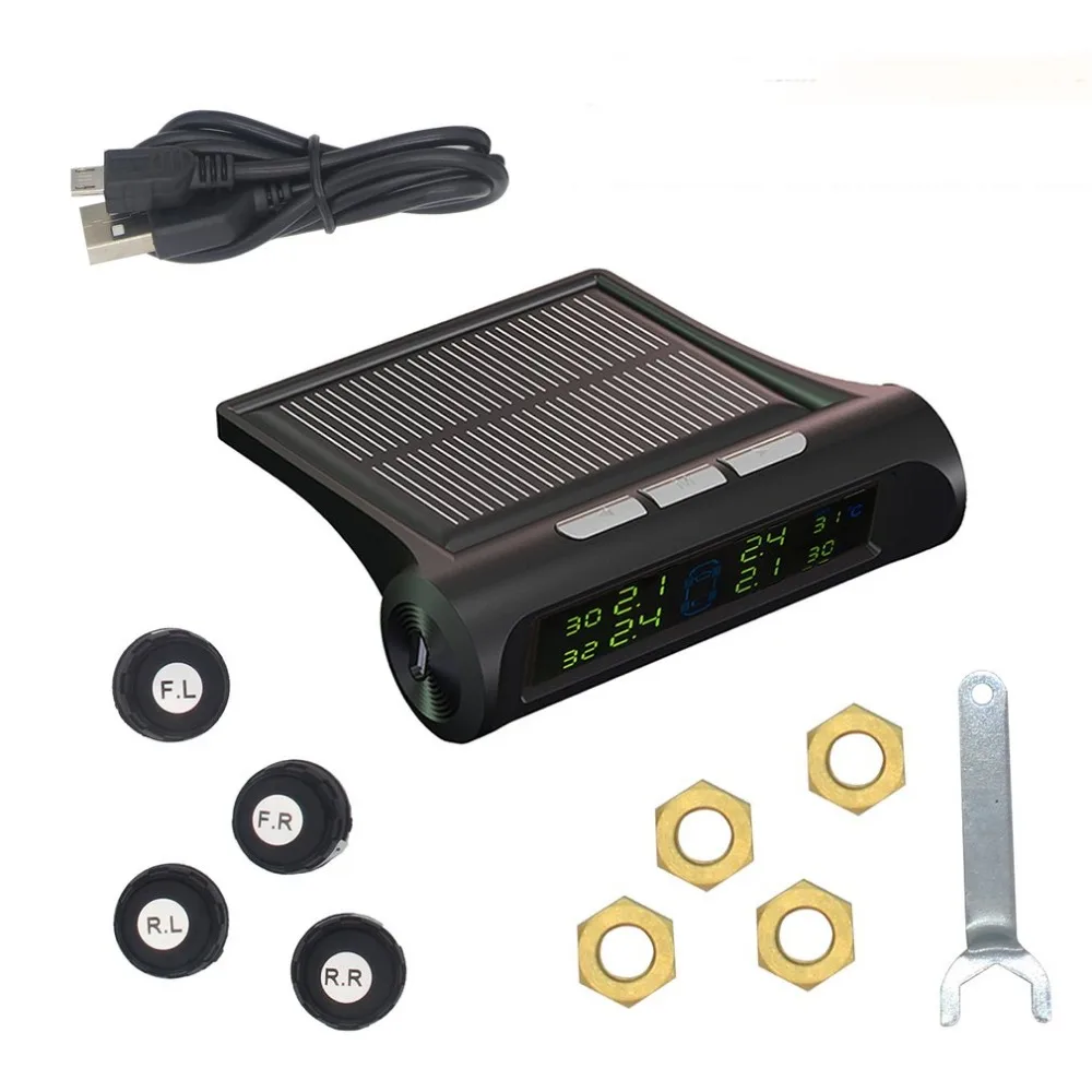 Car Solar Powered font b TPMS b font Tire Pressure Monitoring System Real time Detection Alarm