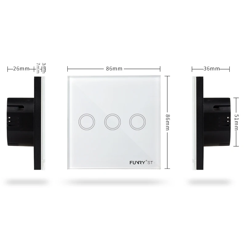 FUNRY умный сенсорный выключатель 3 банды 1 способ ST1-EU-3R дистанционное управление выключатель света емкостный сенсорный настенный выключатель для дома отеля DIY