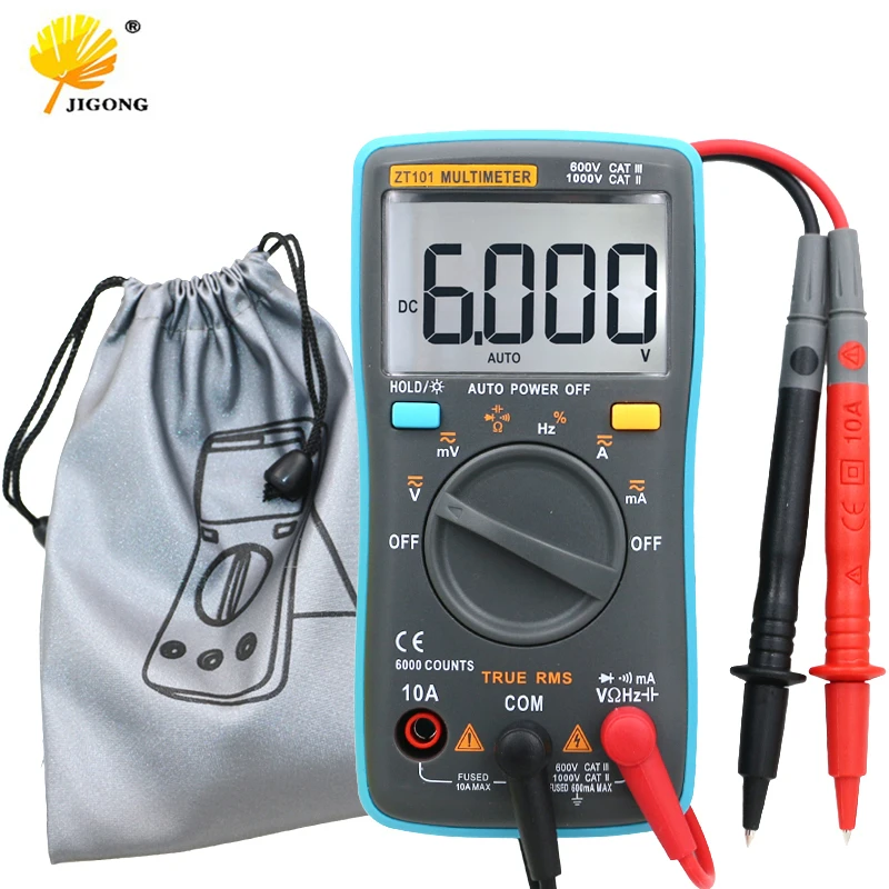 

QST101 Digital Multimeter 6000 counts Backlight AC/DC Ammeter Voltmeter Ohm Portable Meter