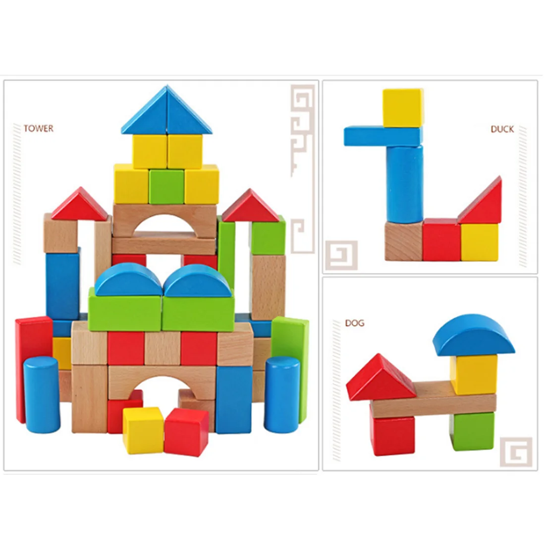 NFSTRIKE 100 шт деревянные блоки игрушки строительные блоки набор игра геометрическая форма дети Дети Ранние развивающие игрушки-красочные