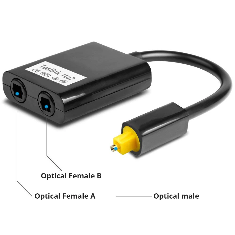 Splitter Optique Numérique 1x2 SPDIF Toslink - Câble Fibre Optique Pour Diviser Un Signal Audio, Neuf