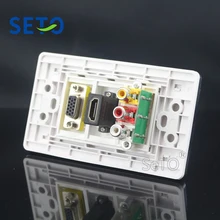 SeTo 120 тип один порт RCA AV аудио+ HDMI+ VGA Панель настенная пластина гнездо Keystone Лицевая панель