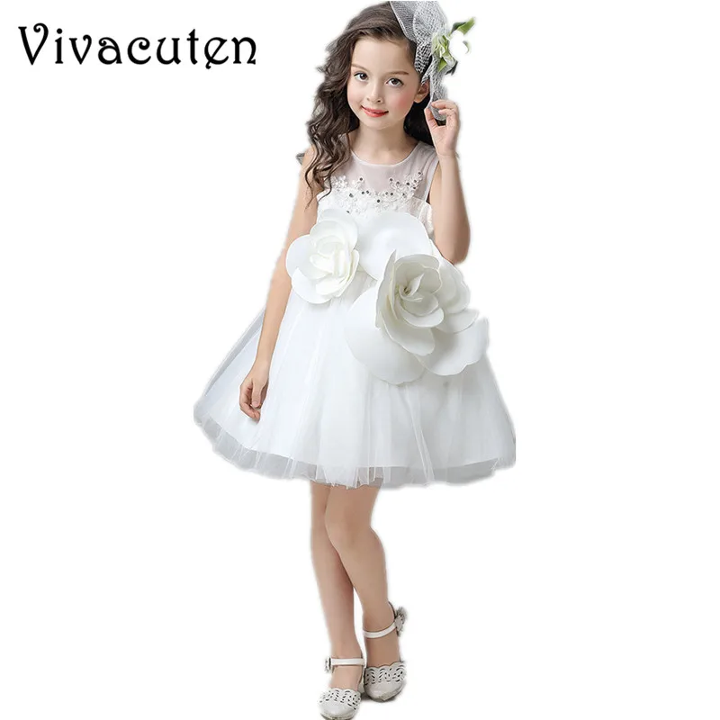 

New Summer Flower Girls Dress For Girl Kids Formal Wear Princess Dresses Fashion Children Weeding Birthday Party Prom Dress F220