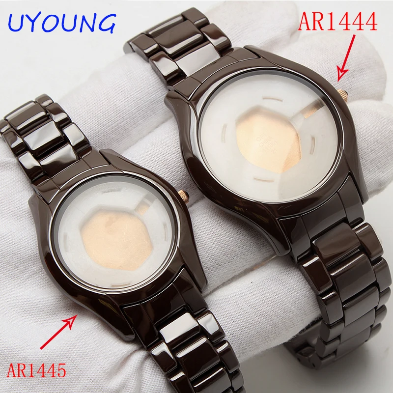

Quality ceramics watch bands 18mm 22mm brown luxury wristband replacement strap with frame for wmomens for AR1444 AR1445
