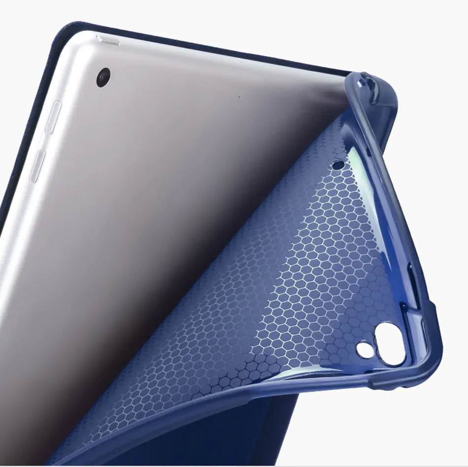 TPU Soft Tablets Case For iPad 9.7 2017 2018 Protective Cover Tri-folded Tablet Case With Pencil Slot For iPad 2018 Case iPad9.7-6