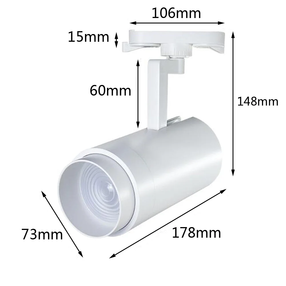 Фокусировочный Трековый светильник, zoom, магазин одежды, cob Точечный светильник, 30 Вт, 12 Вт, 15 Вт, 20 Вт, Трековый светильник, s Точечный светильник, направляющая колонна, лампа для трека