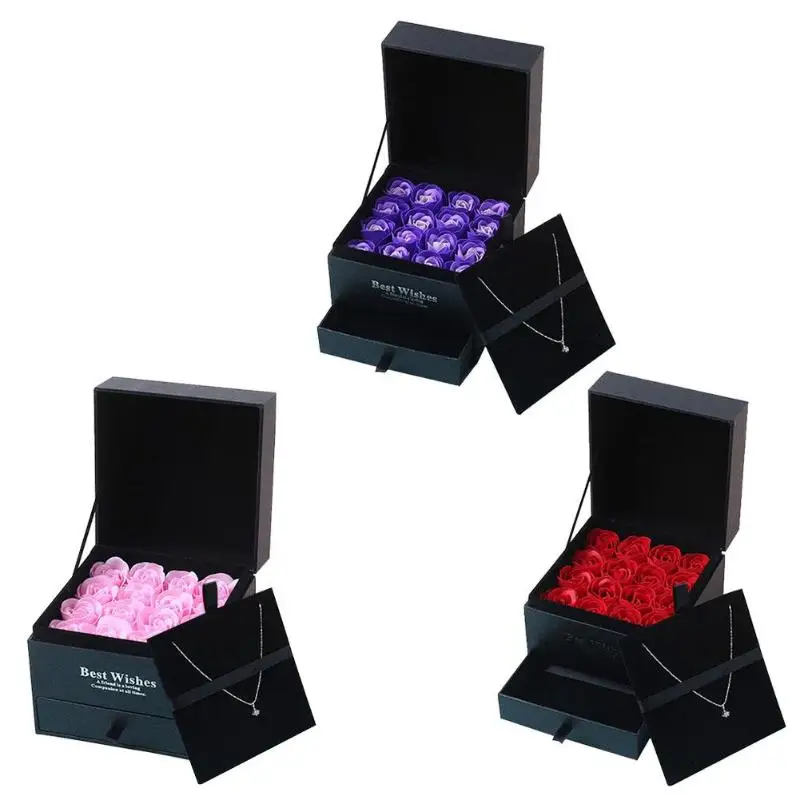 

16pcs Red Rose Flower Bath Body Scented Soap Makeup Box Valentine Day Gift