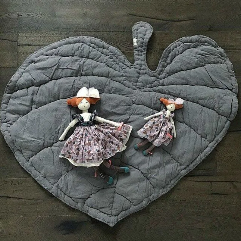 

2018 grey leaves Playmat Blanket Baby Play Rug Baby Game Mat Children Room Decoration Creeping Mat