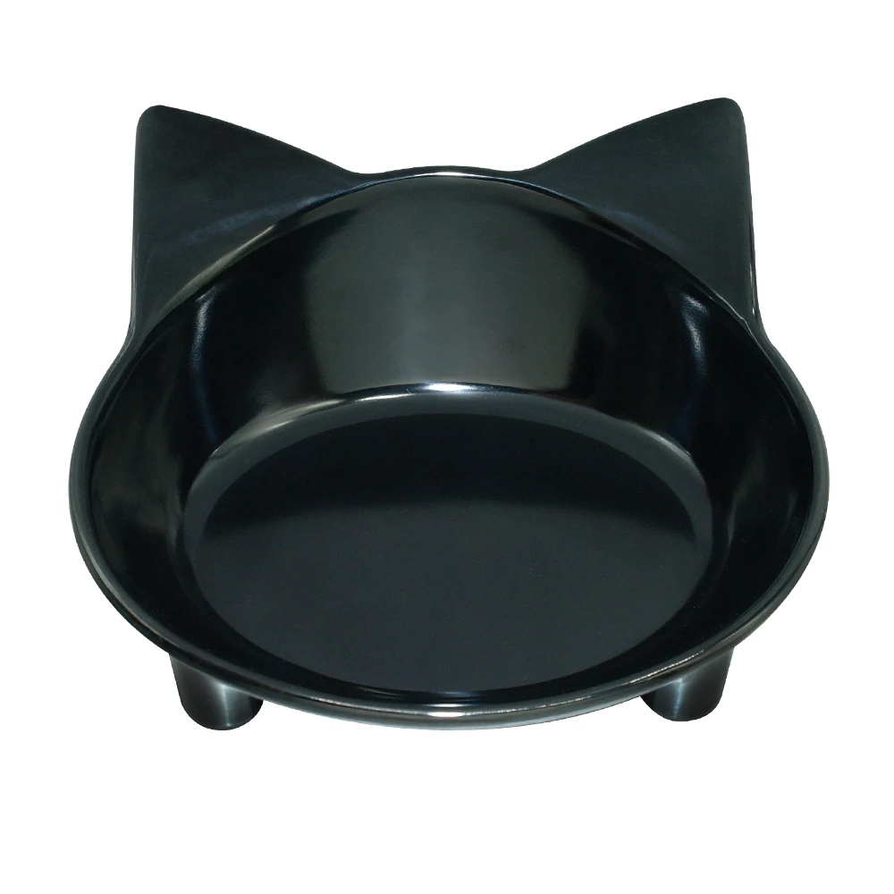 Кошка миска для кормления собаки кошка щенок еда блюдо контейнер питомец щенок напиток вода Миска нескользящая черный красный синий цвета - Цвет: Черный