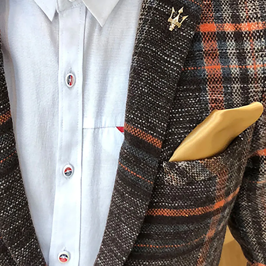 Men Designer Blazer Slim Fit Korean Male Plaid Blazer Masculino Tweed Button Casual mens Blazer Jacket Suit Takim Elbise Erkek