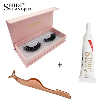 

SHIDISHANGPIN 1 Set 3d mink lashes natural long mink eyelashes glue 13mm false eyelashes glue for eyelash extensions tweezers
