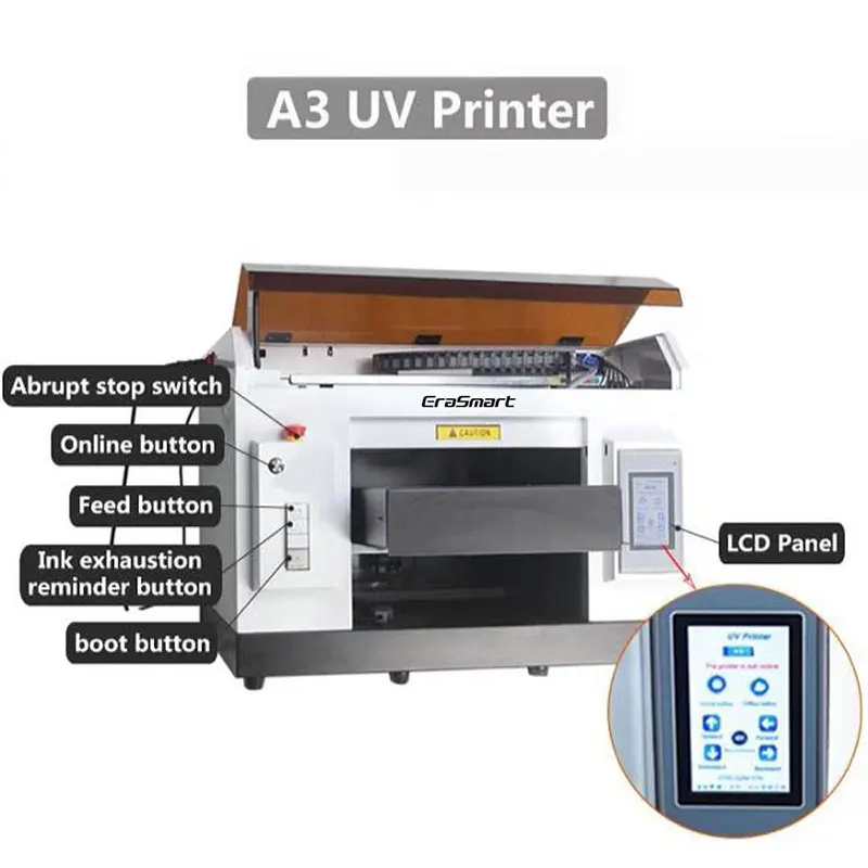 High quality A3 Uv Printer phone case printer   cellphone cover printing machine for glass golf ,T-shirt