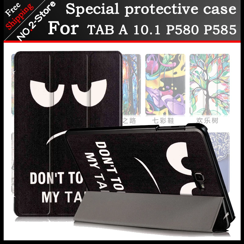 

Ultra thin Smart Cover case For Samsung Galaxy Tab A 10.1 2016 P580 P585,Printed Folio stand PU leather Case for p580/p585