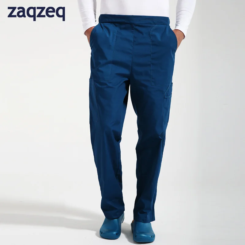 Классические брюки санитара на шнурке унисекс - Цвет: Navy color