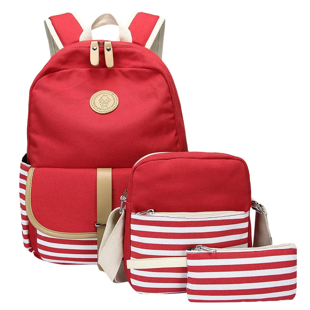 

2019 USB Charging Canvas Backpack 3 Pcs/set Women School Backpacks Schoolbag For Teenagers Man Student Bag Boys Satchel 7J11