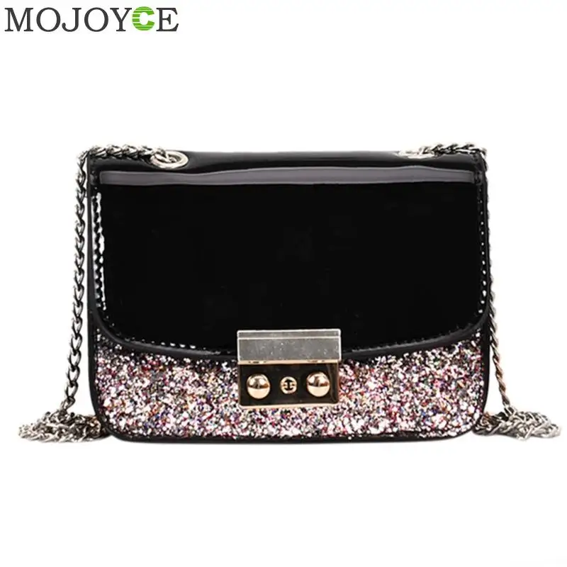

Fashion Women Sequined Messenger Bag Quality PU Leather Women's Flap Bag Chain Strap Female Shoulder Bag Lay Crossbody Bags