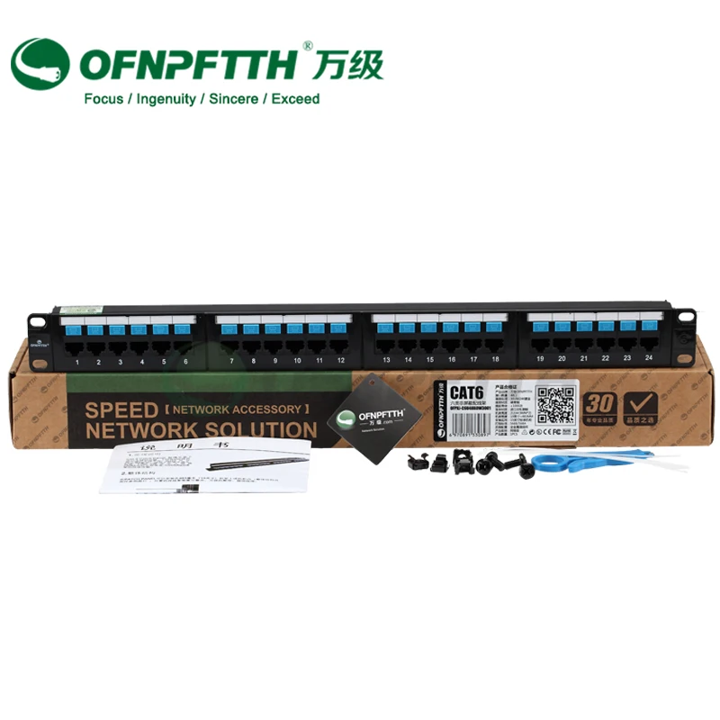 Патч панель CAT6 24 порта сеть RJ45 UTP 19 дюймовый Тип крепления стойки с разъемами|mount