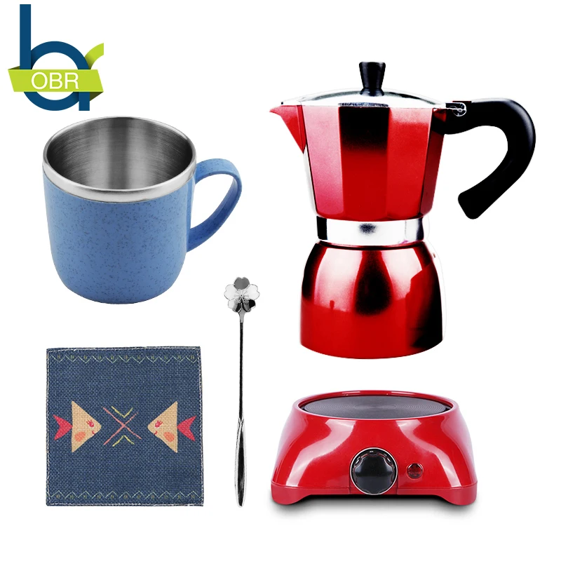 OBR 5 предмета кофейные чайные чашки набор с ложкой и ковриком и кофейником и кофе чайник для плиты портативный кофейный набор современный домашний офис чайная жизнь