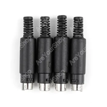 

Areyourshop 4 Pcs Mini 8 Pin Din Male Plug With Plastic Handle Adapter Soldering Cables DIY Hot Selling Connector Adapter
