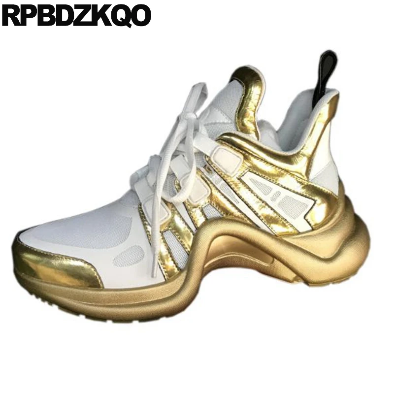 silver wedge trainers