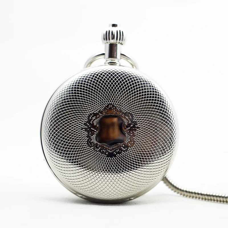 

High Quality Casual Silver Shield Design Men Mechanical Pocket Watch Women with Fob Hand-winding Gift Chain PJX1096