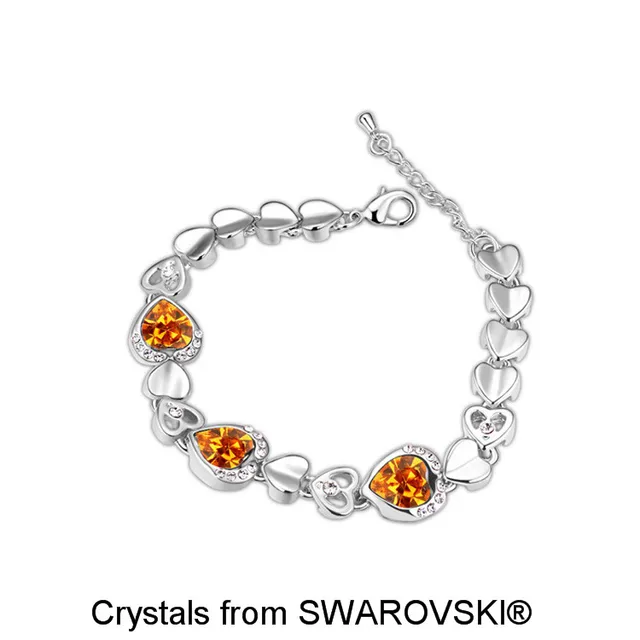 Women S White Gold Color Full Hearts Bracelet Made With Swarovski Women S White Gold Color Full Hearts Bracelet Made With Swarovski Elements Crystal For Valentine