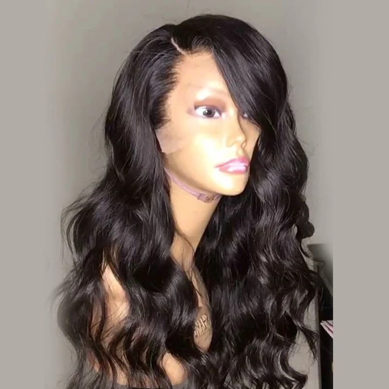 Прозрачный полный парик на шнурке человеческие волосы парики с детскими волосами объемный волнистый парик натуральные волосы для женщин черные перуанские волосы remy Aimoonsa