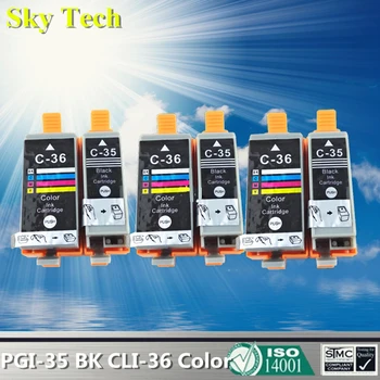 

6X PGI35 CLI36 Compatible Ink Cartridges For Canon PGI-35 CLI-36 For Canon IP100B IP100 mini260 mini320 / IP100 With Battery