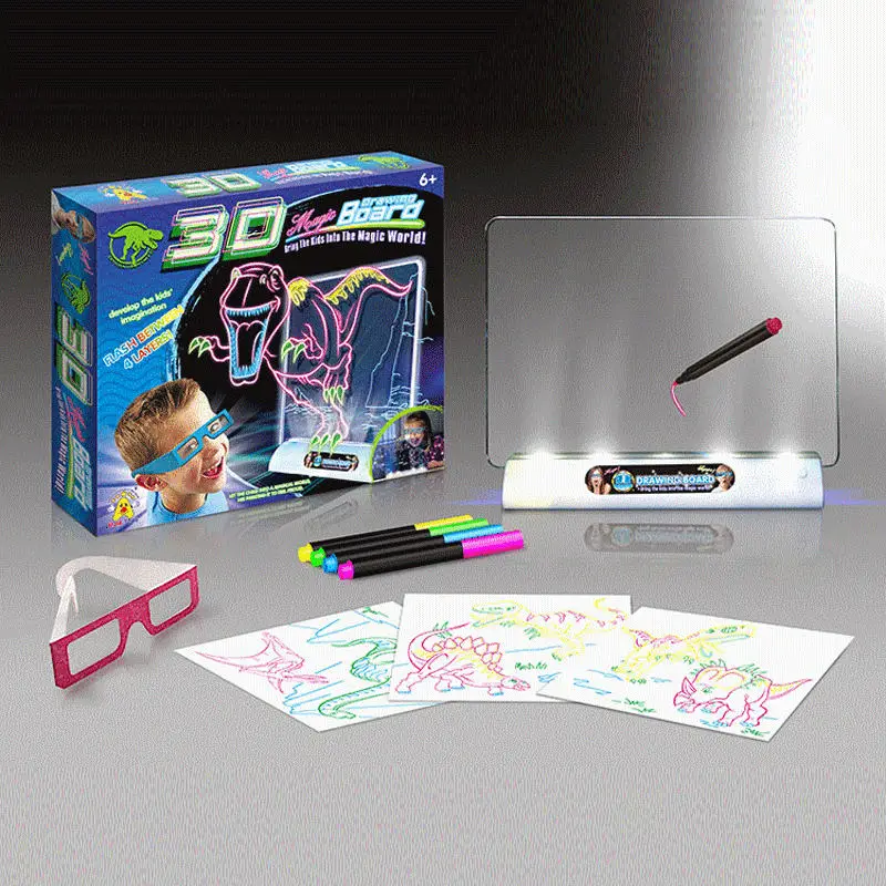 

3D Magic Flashing Drawing Board Dinosaur Game For Kids Children Educational Christmas Gift Toys
