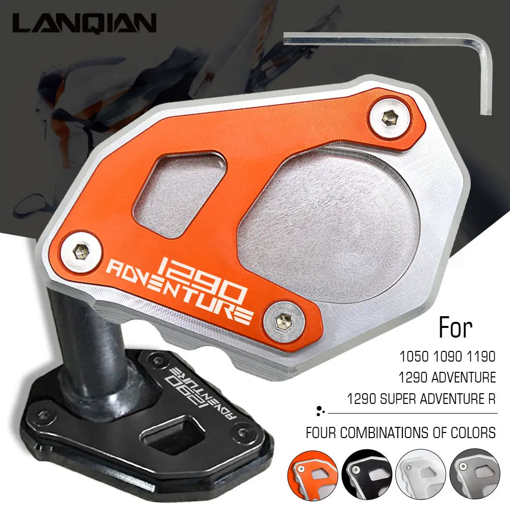 

2018 Hot For KTM 1290 ADV Motorcycle Kickstand Side Stand Plate Pad Enlarge Extension For KTM ADVENTURE 1290 Silver Orange