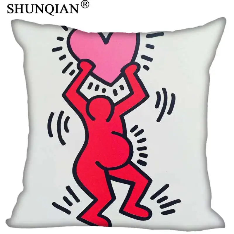 Customized Pillow Cover Keith Haring Decorative Pillowcase Square Zipper Pillow Cover 20X20cm 35X35cm 40x40cm - Цвет: 19