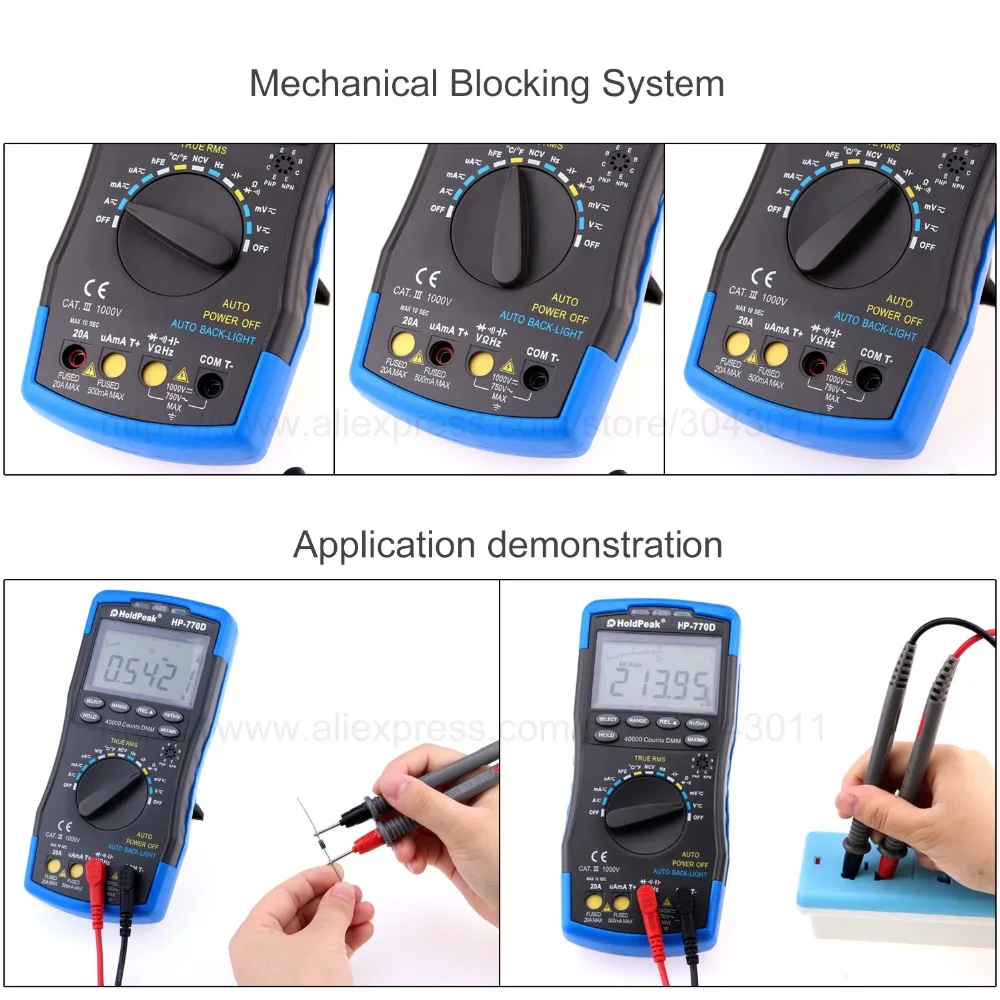 40000 отсчет Многофункциональный цифровой мультиметр DC/AC Сопротивление Емкость Частота NCV бар граф Механическая блокирующая система