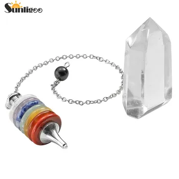 

Sunligoo 7 Chakra Healing Kit 7 Chakra Crystal Pendulum Dowsing&Natural Clear Quartz Point Wand Reiki Divination Yoga Meditation