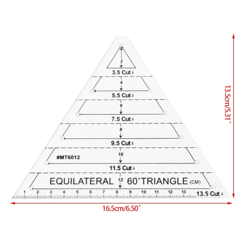 60 градусов равнинный треугольник стежка линейка шаблон DIY инструмент для ремесленного пошива