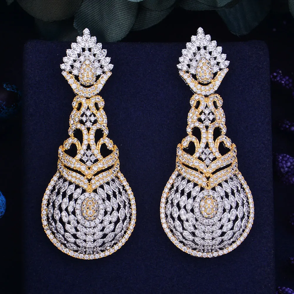 

GODKI 65mm Luxury Popular Luxury Water Drop Full Mirco Paved Cubic Zirconia Naija Wedding Earring Fashion Jewelry for Women