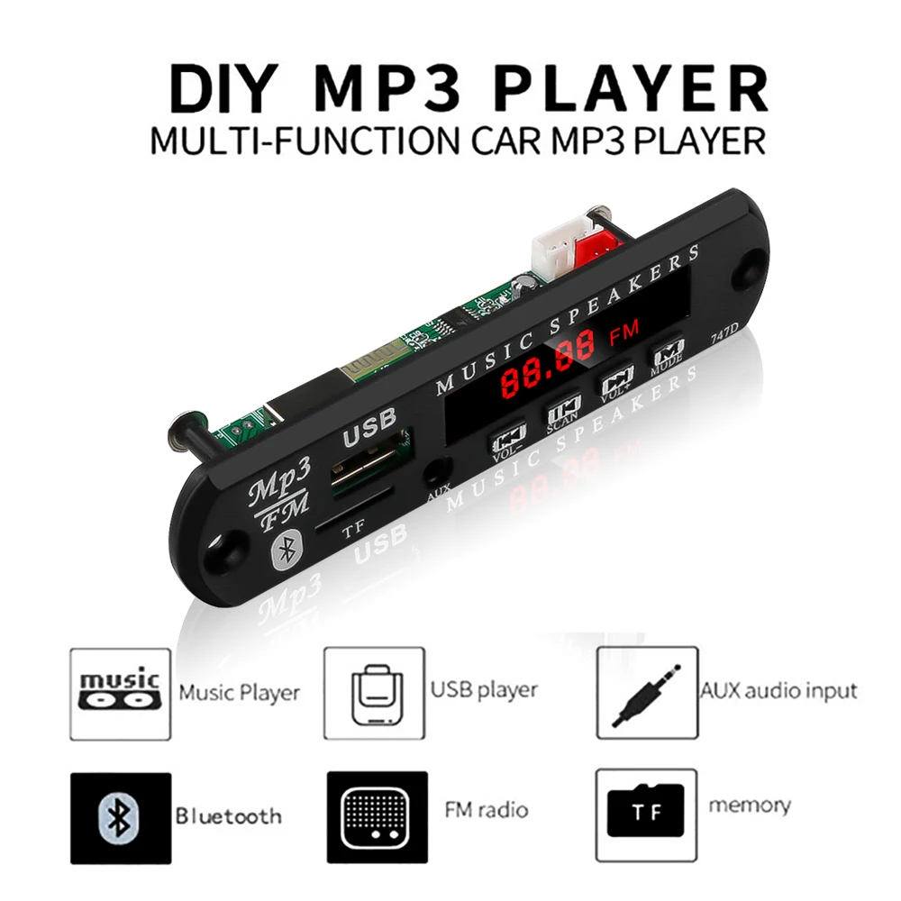 Беспроводной Bluetooth аудио модуль kebidu MP3 WMA декодер плата USB TF FM радио 5 в 12 В для
