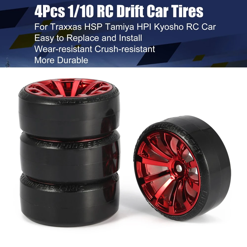 4Pcs/lot 1/10 RC Drift Car Tire Wheel Rim Hard Wheel Tyre for Traxxas HSP Tamiya HPI Kyosho On-road Drifting Car RC Vehicle Part