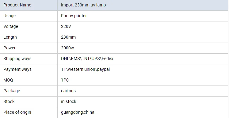 Лучшая цена импорт 2 кВт 230 мм ультрафиолетовые УФ ртутные лампы отверждения УФ-лампы для uc печатная машина сушильная печать чернила