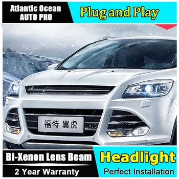 

new head light car styling For Ford KUGA headlights 2013-2016 For Ford Escape Bi-xenon head lamp Double lens HID KIT led drl