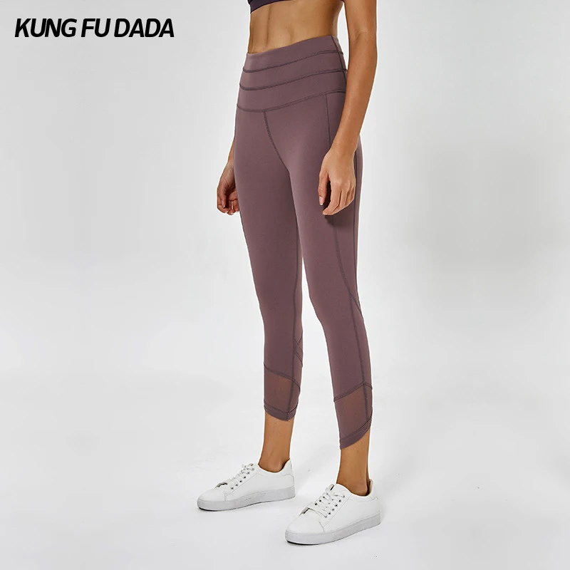 

KFDD Good Quality Women Soild Color Seamless Leggings Yoga Pants Sports Running Gym Shark Soft Smooth Female Capri Pants