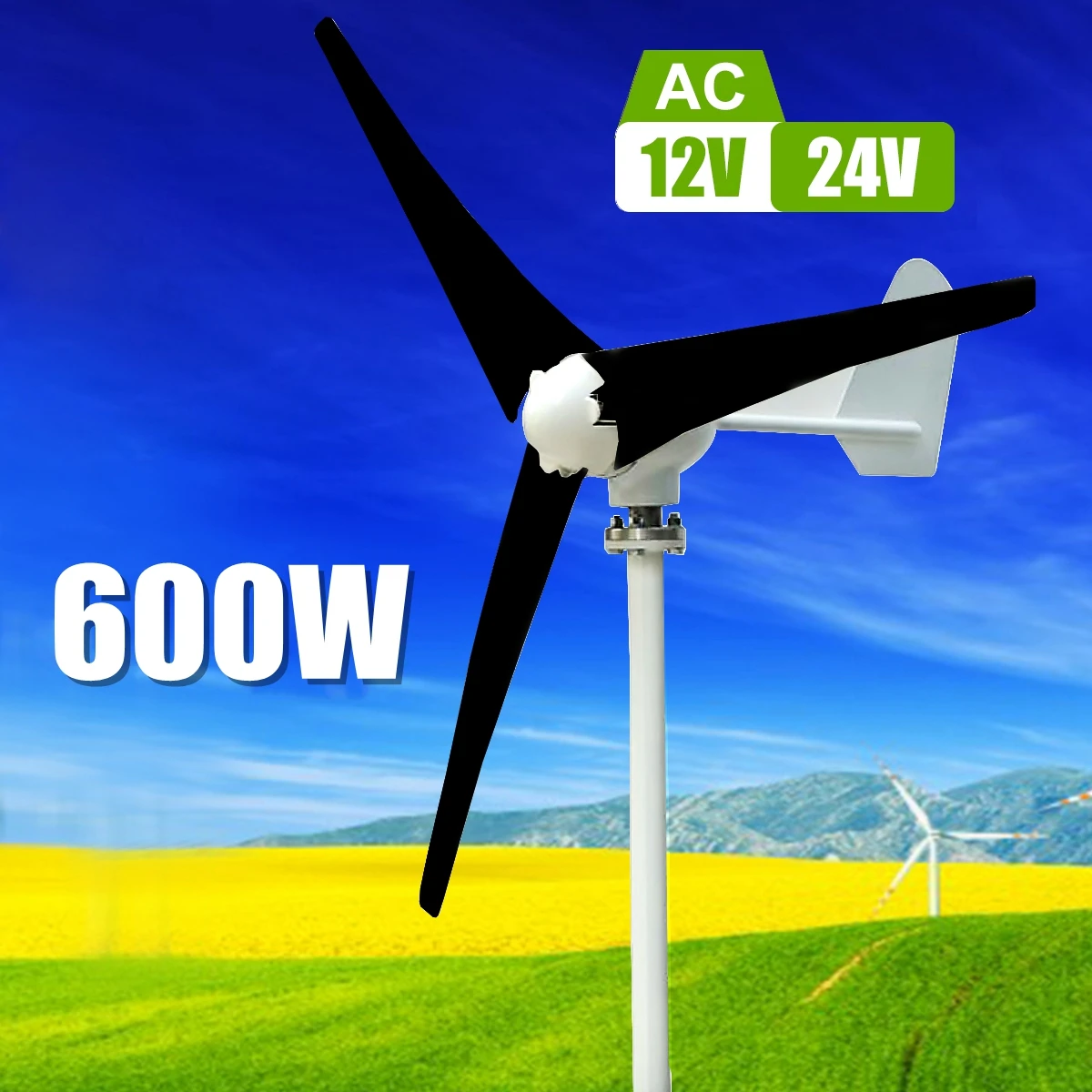 

Max 600W Wind Turbine Generator Kit Max AC 12V 24V 3 Blade Option Aerogenerator Highstreet Light Home Use