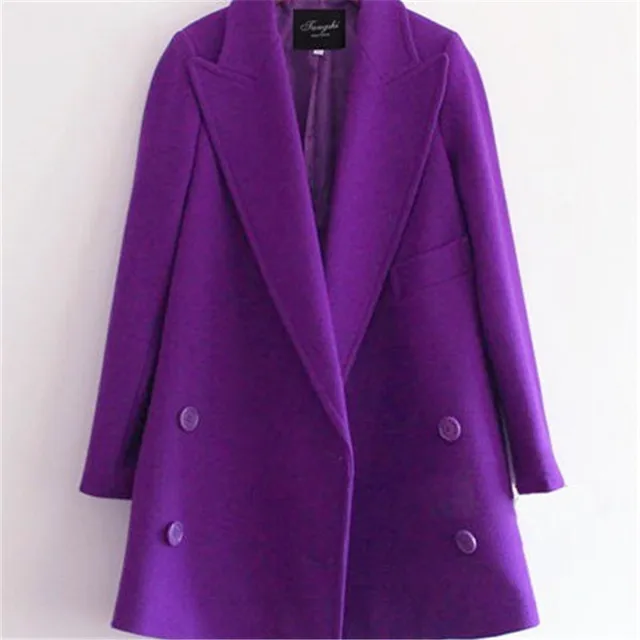New 2015 Fashion Winter Coat Women Autumn Winter Medium Long Purple