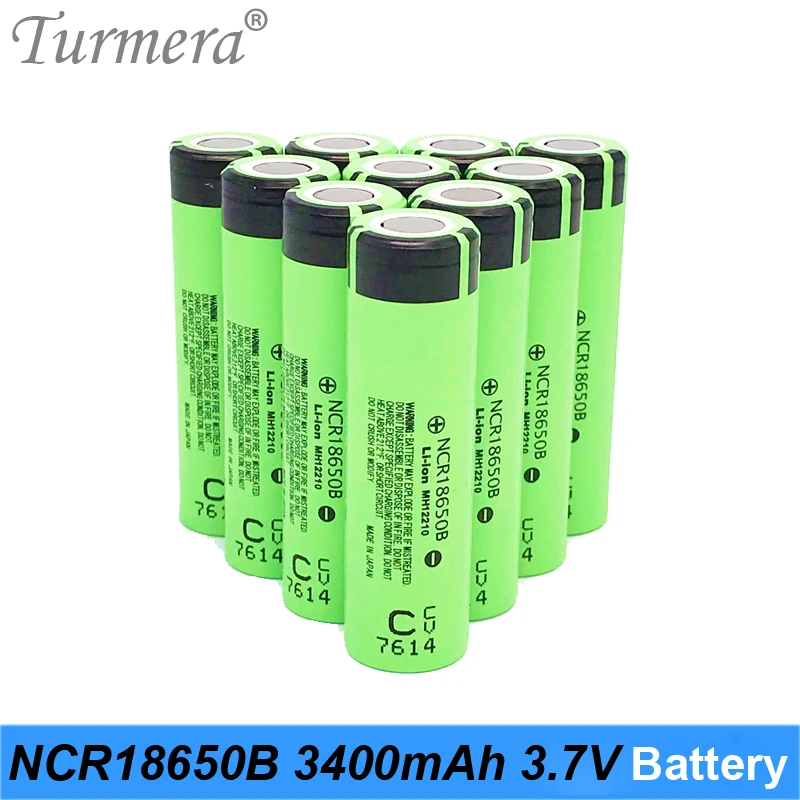 Turmera NCR18650B 3,7 v 3400mah 18650 литиевая аккумуляторная батарея для отвертки и фонариков