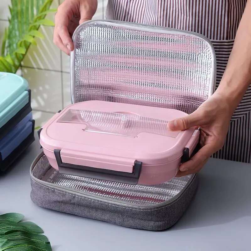 

1200ml Thermal Lunch Box 304 Stainless Steel Eco-Friendly Bento Box With Bags and Tableware Portable Food Container For Winter