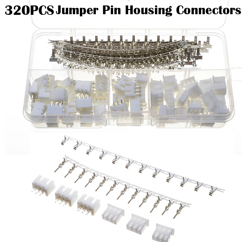 

320PCS Jumper Pin Housing Header Crimp Terminals Kit Male Female XHPX 3J 2.54mm Pitch Connector Set White Wire Connectors