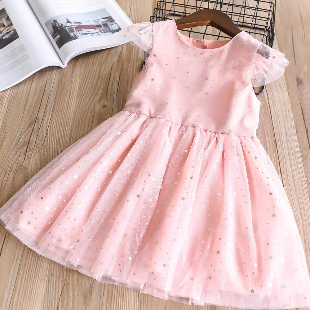Hurave 2018 summer Baby Girls printing star Children Dress Sleeveless Kids crew...